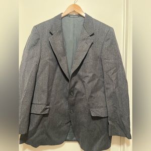 Valentino Mens 2 Button Gray Blazer Wool Pockets Suit Jacket Size 52 Italy